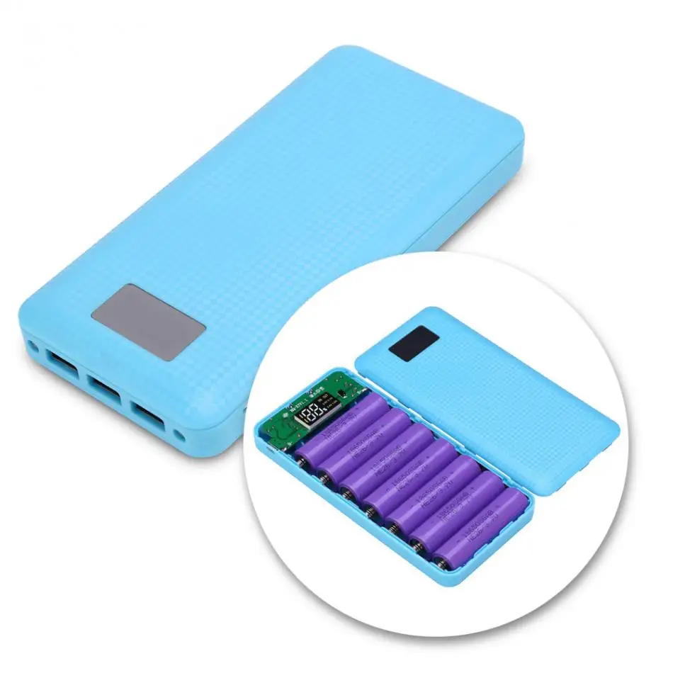 

Battery Pack for 7x18650 Battery Power Bank Shell Case Box 3-USB LCD Display With LED Flashlight Function