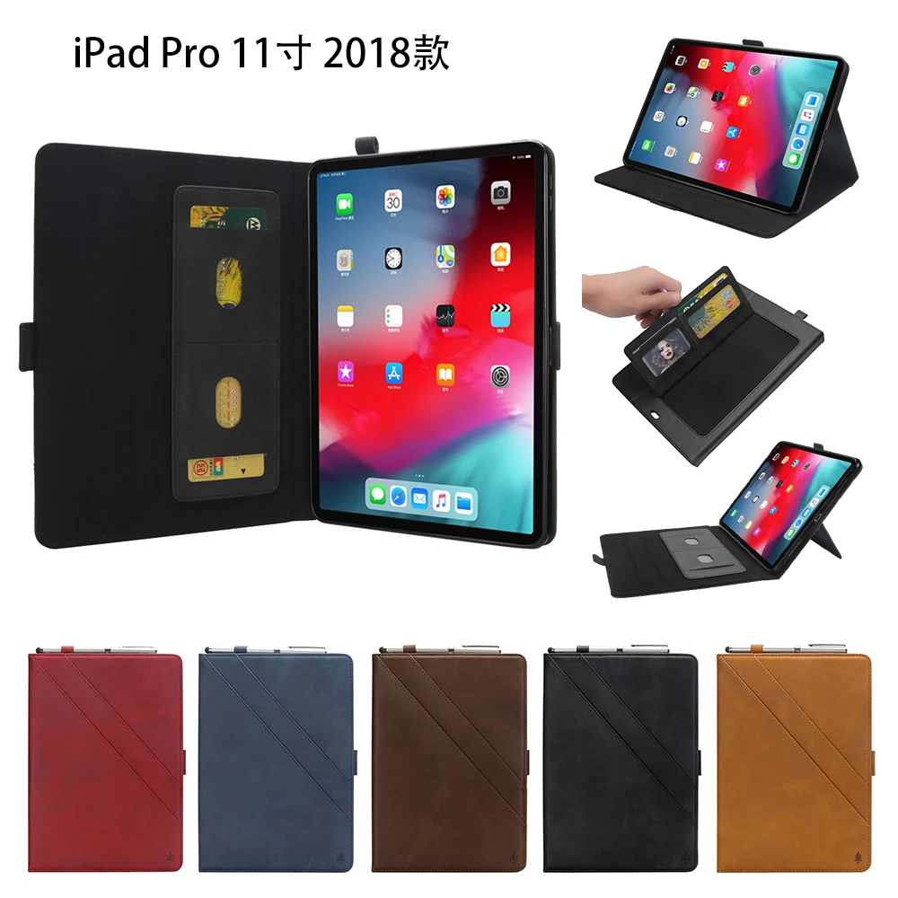 

Vintage Leather Case for iPad Pro 11inch 2018 Card Pocket Double Holder Wallet Photo Frame Smart Case For iPad 11inch Flip Cover