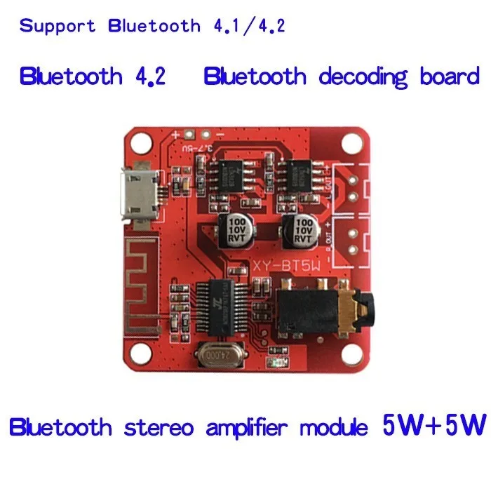 TZT XY-BT5W DC 3,7~ 5 в Bluetooth 4,2 аудио приемник 5 Вт+ 5 Вт стерео усилитель мощности доска