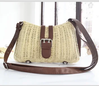 

25X17CM The new 2016 manual custom holiday twisting wing straw women's shoulder bag A2309