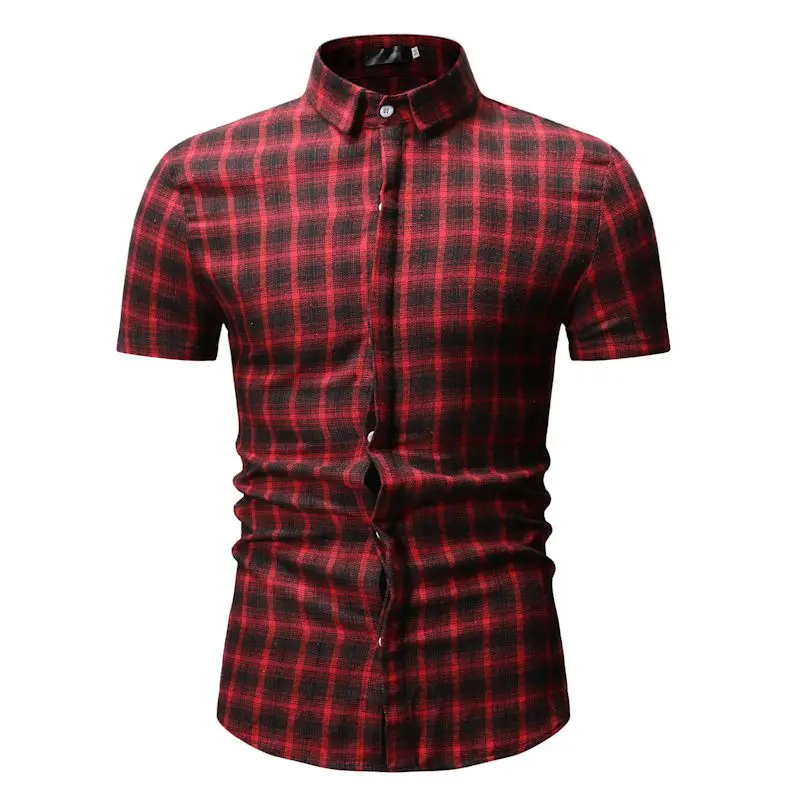

2019 New Plaid Shirt Men's Summer Spring Fashion Men's Shirt Business Shirt Short-sleeved