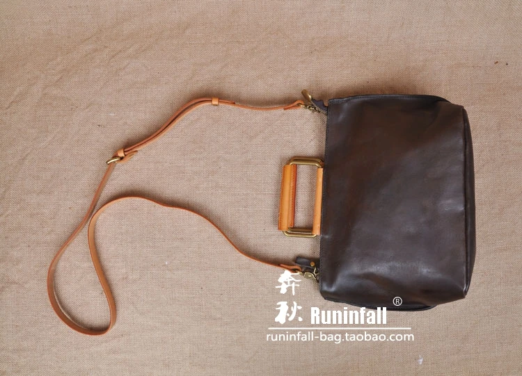 AETOO Original Japanese zipper shoulder bag Korean version of leather Messenger bag head tattoo retro simple bag handbag