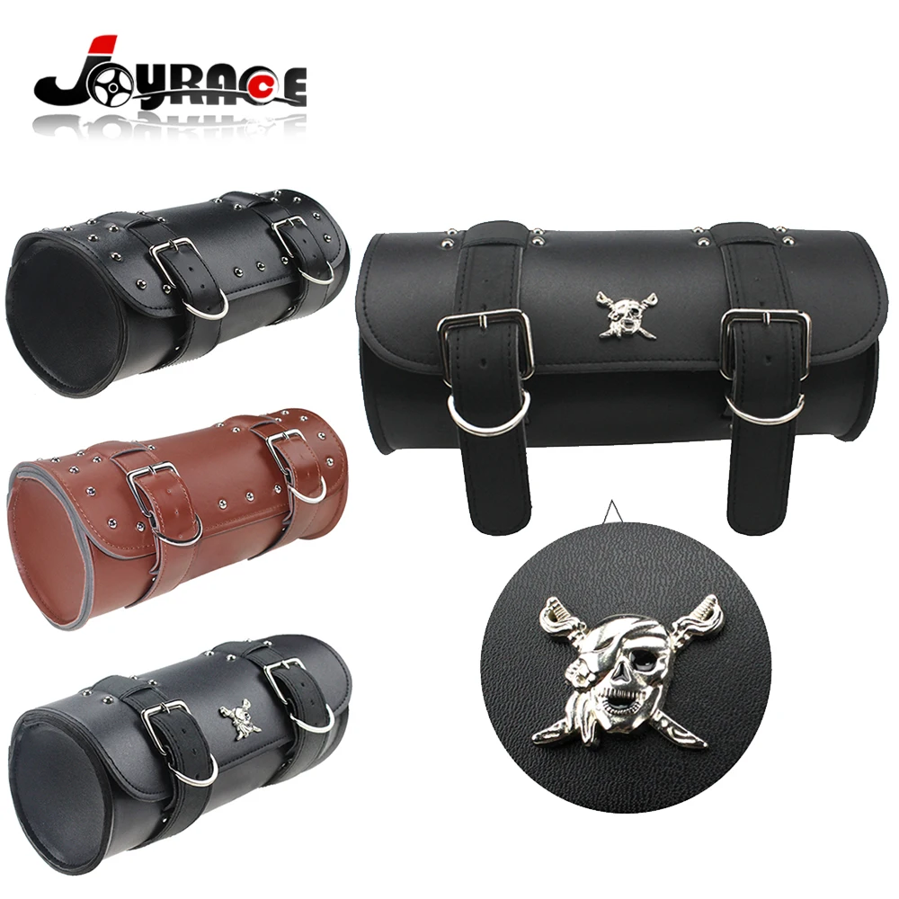 

Motorcycle Saddle Bags Leather Motorbike Side Tool Tail Bag PU Luggage for Harley Universal Black/Brown