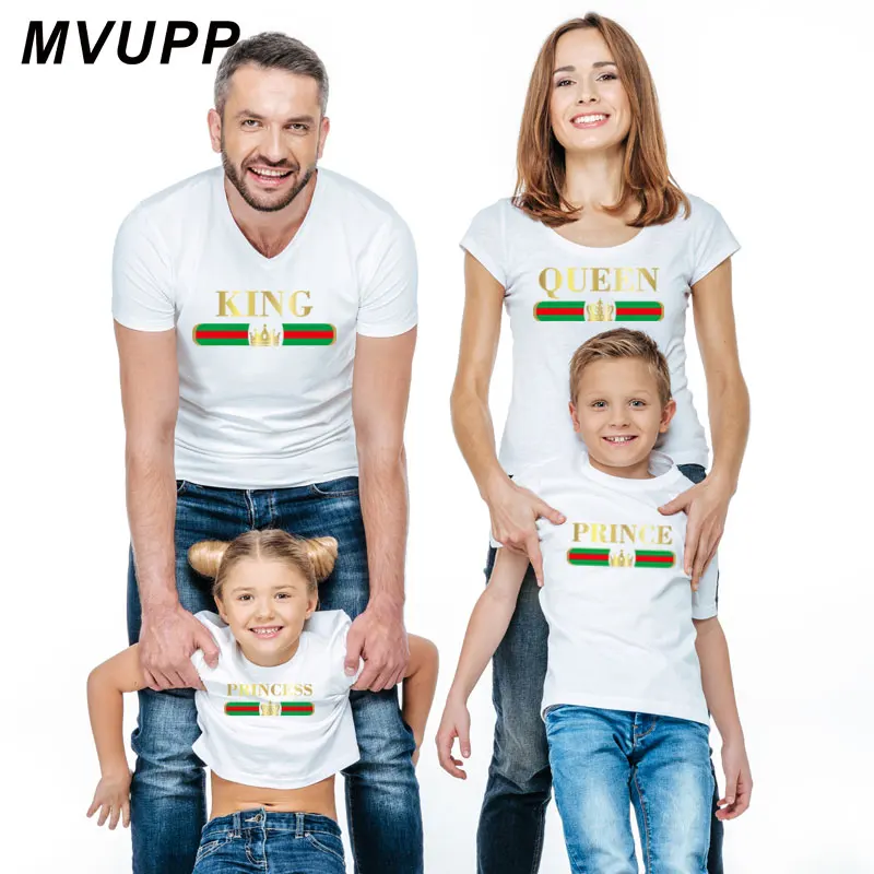 

Fashion king queen princess t shirt matching clothes for father mother daughter son family look outfits mommy and me baby dress