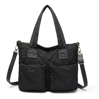 

New Fashion Winter Women Handbags Woman Casual Space Cotton Totes Bag Down Feather Padded Lady Shoulder Crossbody Top-handle Bag