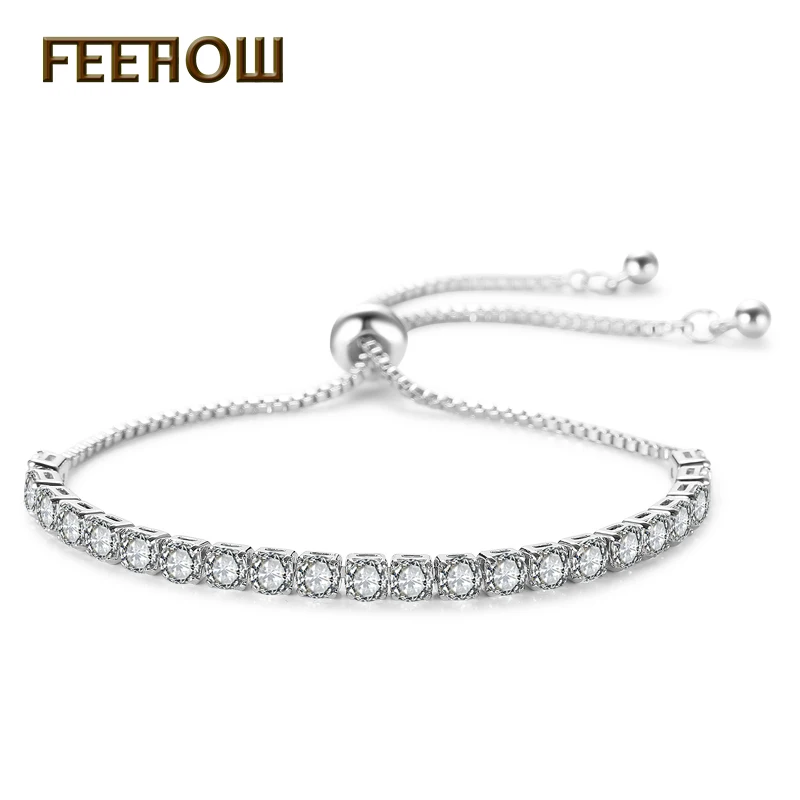 

FEEHOW New Arrival Fashion Round Cubic Zirconia Adjustable Bangle for Women Top Quality White Color Jewelry FWBP144