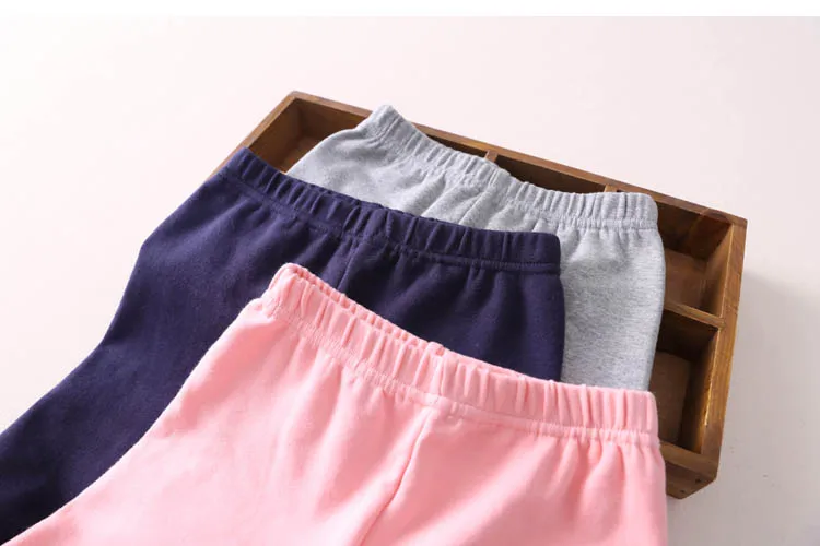 2018 Summer Kids Children Cotton Pink Gray Navy Blue Full Length Capri With Bow Flower Foral Lace Baby Girl Leggings Children (21)