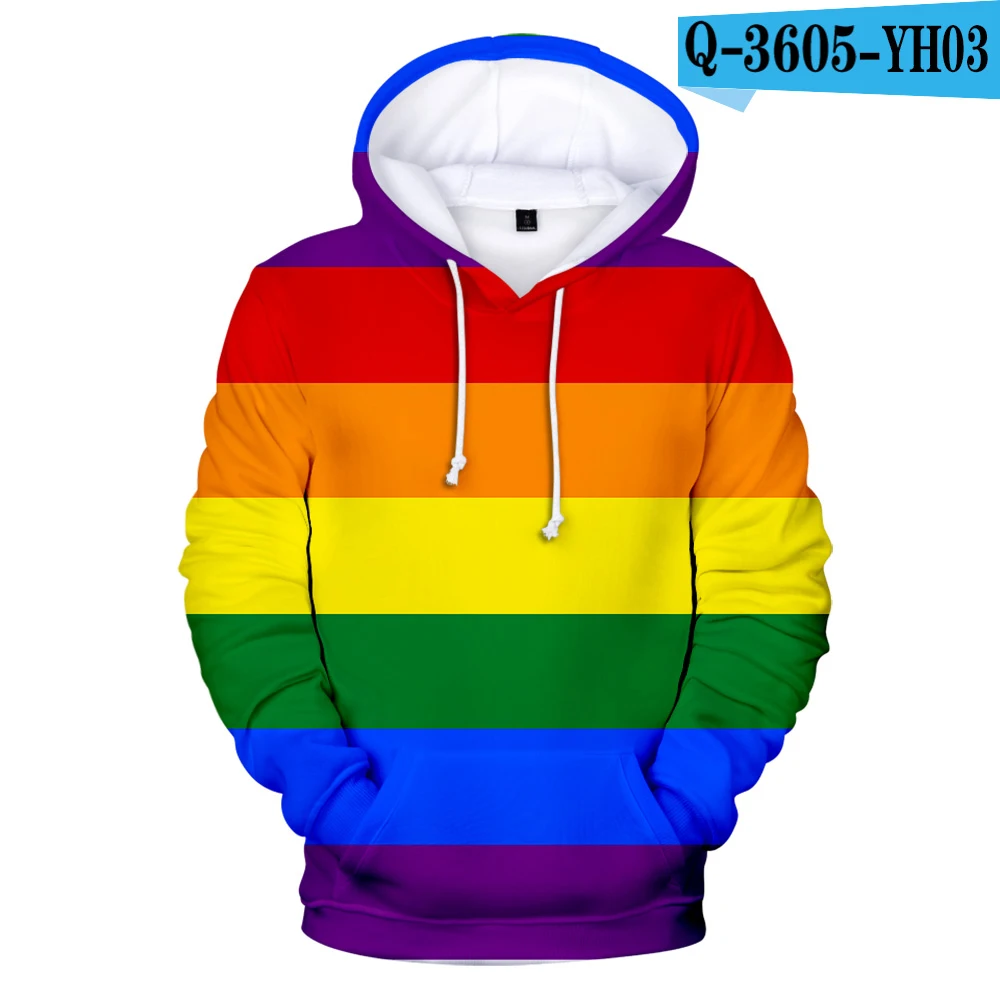 Толстовки с капюшоном с флагом ЛГБТ, Толстовка для геев-лесбиянок, разноцветная Радужная одежда для геев, домашний декор - Цвет: 3D