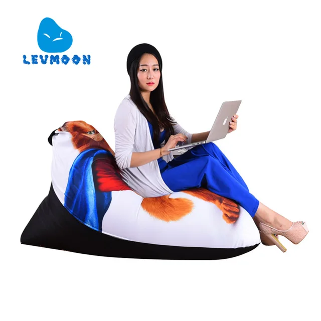 Cheap LEVMOON Beanbag Sofa Chair Garfield Cat Seat zac Comfort Bean Bag Bed Cover Without Filler Cotton Indoor Beanbag Lounge Chair