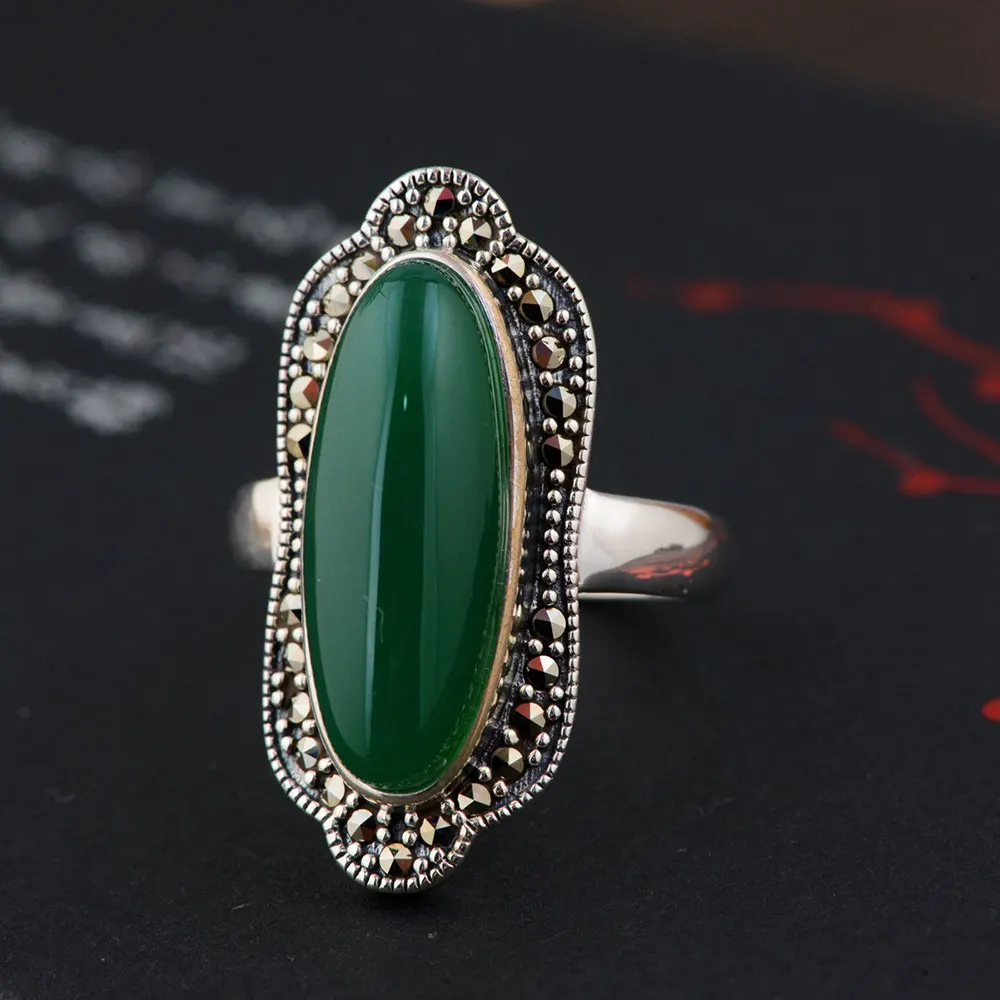Женское кольцо из тайского серебра 925 пробы с халцедоном|thai silver ring|fashion rings for womenrings