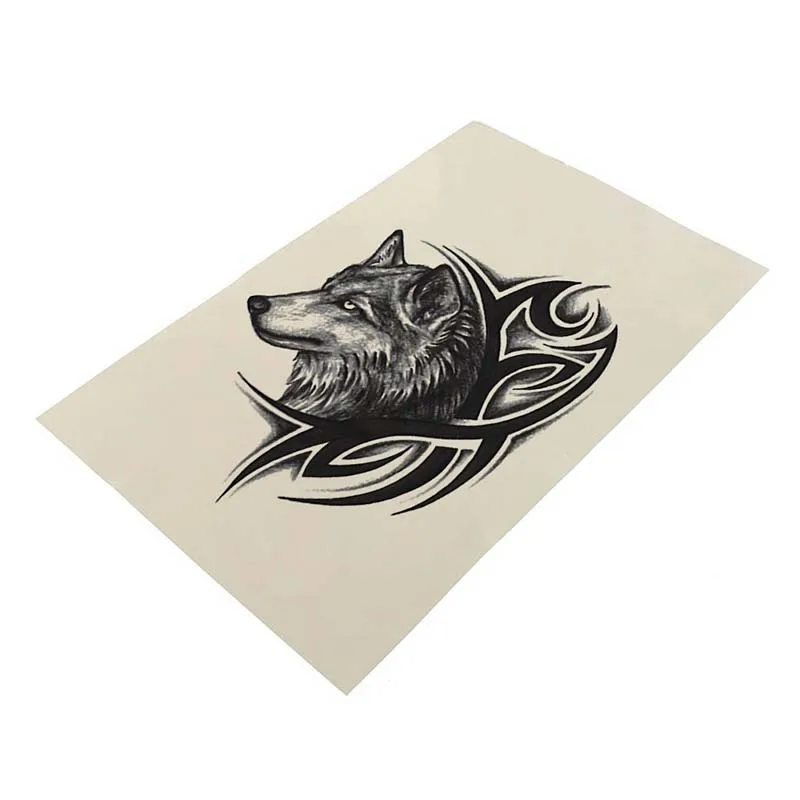 New Waterproof Temporary Tattoo Sticker Sketch Large Wolf Heads Pattern Animals Water Transfer Body Art Flash Fake Tatoo