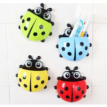 

Cartoon Ladybug Dust-proof Toothbrush Holder Bathroom Kitchen Family Toothbrush Suction Cups Wall Stand Hook Bathroom Accessorie