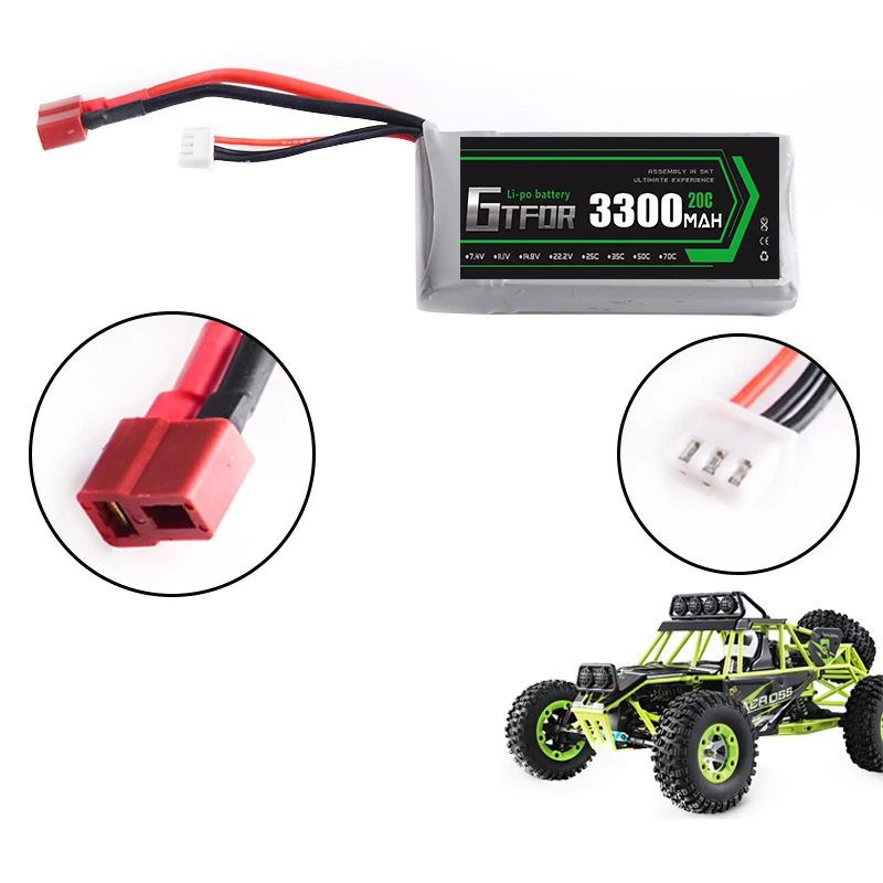 GTFDR POWER Rc Lipo Battery 2S 7 4V 3300mah 20C Max 30C for feiyue 03 Wltoys 3