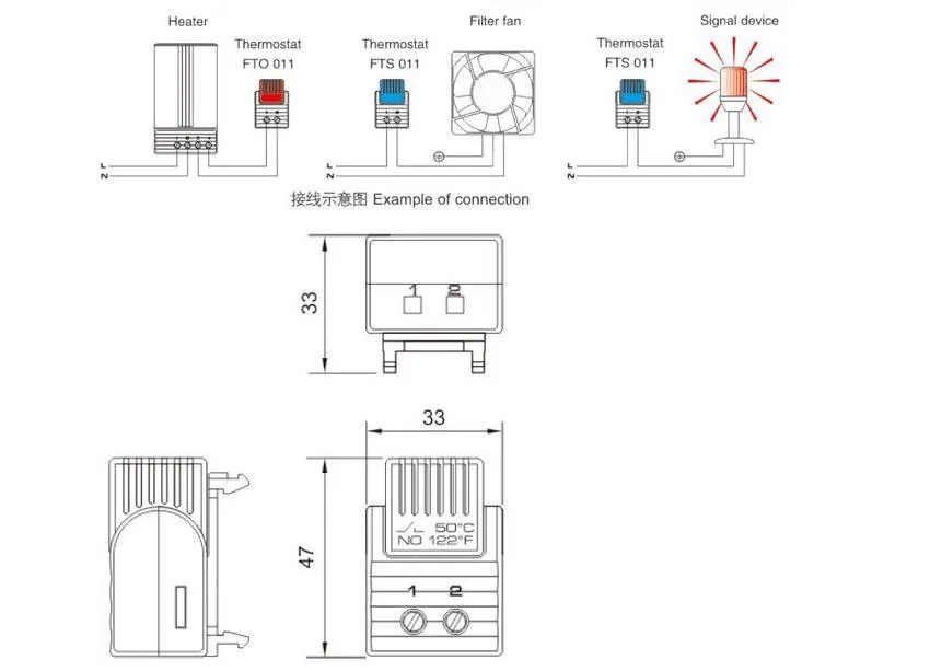Высокая производительность коммутации Tamperproof комнатный термостат Малый Размеры по умолчанию Температура установка термостат