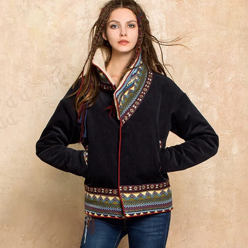 

CLEARANCE ARTKA 2018 Winter New Women's Thick Stitching National Casual Short Parka Coat MA10071Q