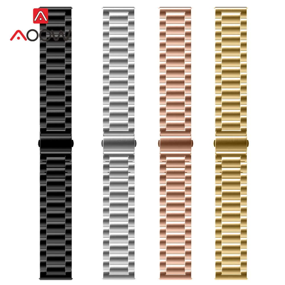 Ремешок для часов из нержавеющей стали с 3 указками 18 мм 20 мм 22 мм для samsung Galaxy Watch 42 мм 46 мм SM-R800 SM-R810 металлический ремешок из розового золота