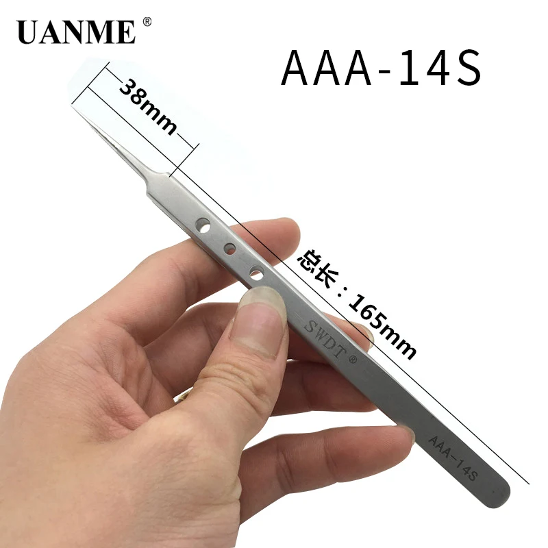 

AAA-12S / AAA-14S Precision Pointed Tweezers Stainless Steel Clamps Lengthened Medical Anti-Static Tweezer Tools