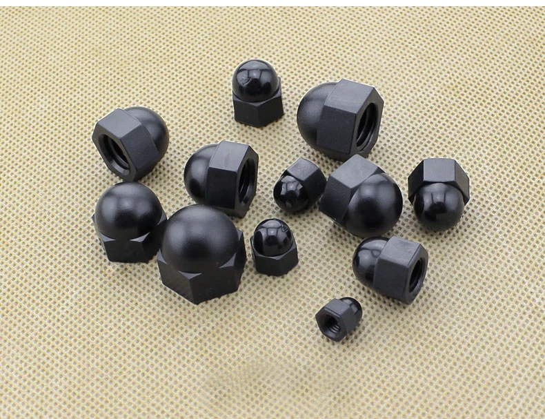 500PCS M12 DIN1587 ROHS QUALITY BLACK Nylon Nut Plastic Cap Nuts