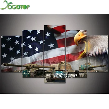 

YOGOTOP DIY Diamond Painting Cross Stitch Kit Full Diamond Embroidery 5D Diamond Mosaic Decor American flag and eagle 5pcs ML266
