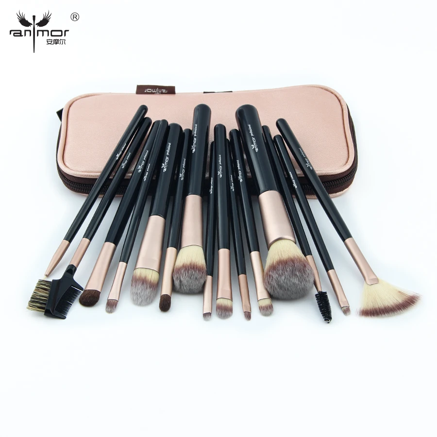 2017 New 15PCS Makeup Brushes Set Professional Make Up Brush Kit With Pink Bag