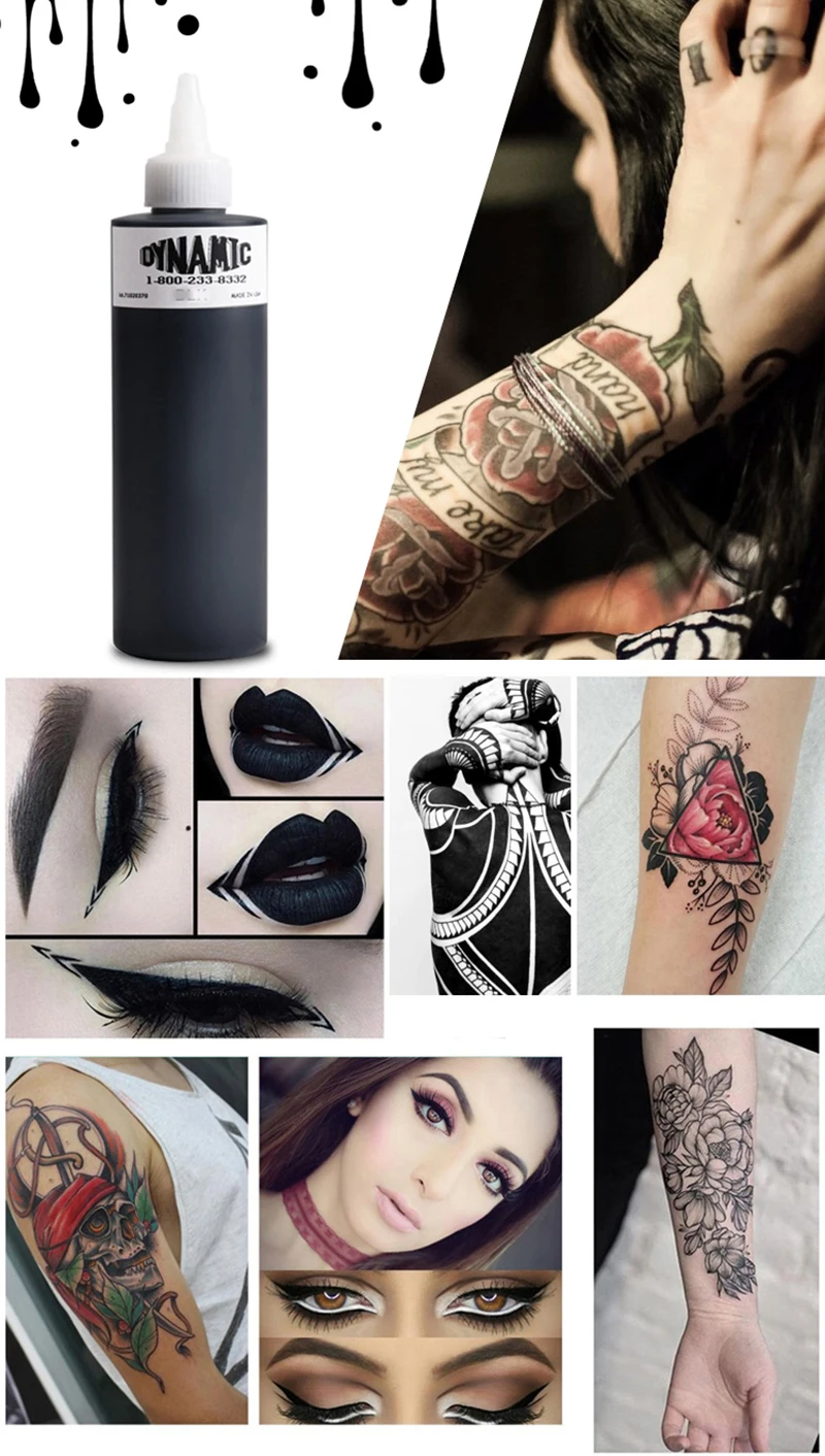 Динамический цвет тройной черный чернила татуировки (8 унций)
