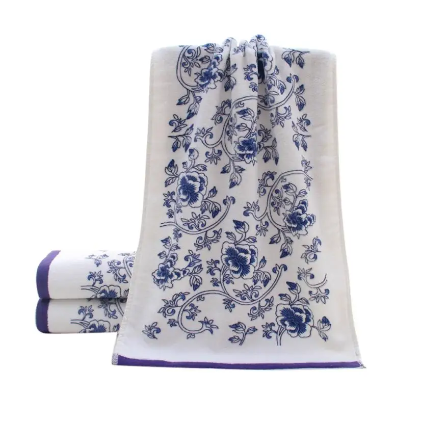Доступный практический 34*74 см мягкий хлопок лицо цветок Полотенце бамбуковое волокно быстросохнущее полотенце s t1228 - Цвет: Blue