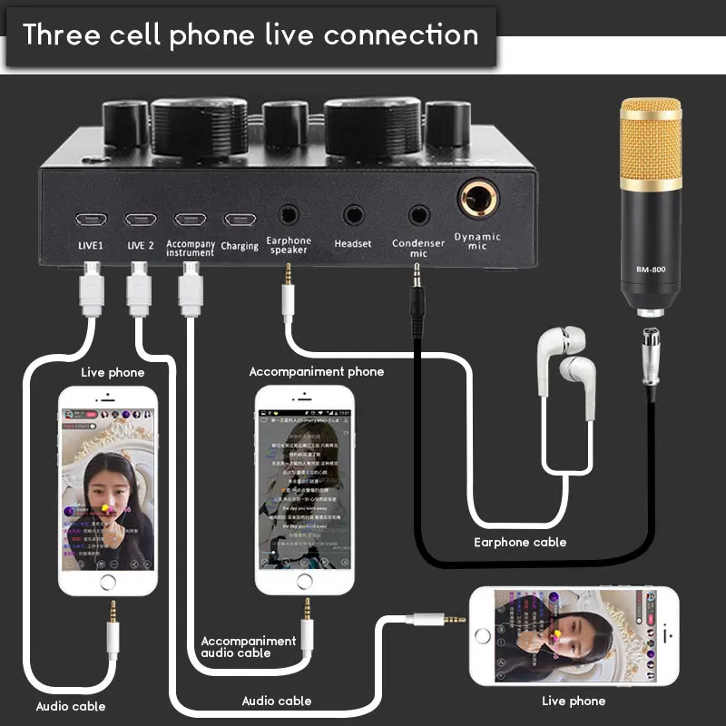 Звуковая карта Аудио внешняя звуковая карта наушники микрофон V8 USB Звуковая карта для BM 800 Студийный микрофон компьютер Placa de som