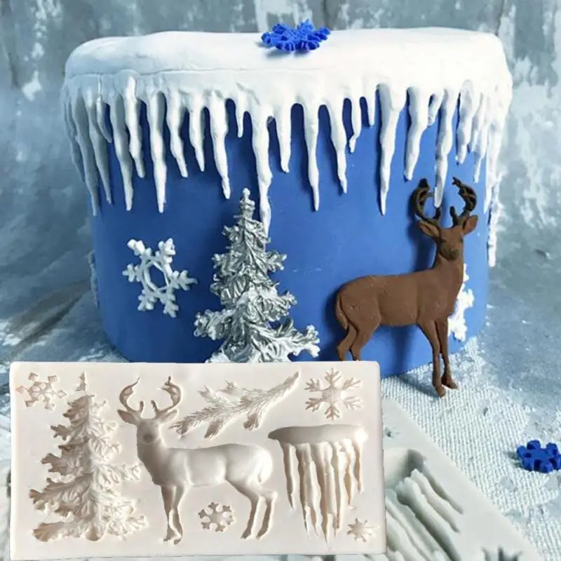 

1pc DIY Christmas Tree Elk Snowflake Ice Cake Mold Chocolate Mold Christmas Decorations Kitchen Baking Cake Tool #A30