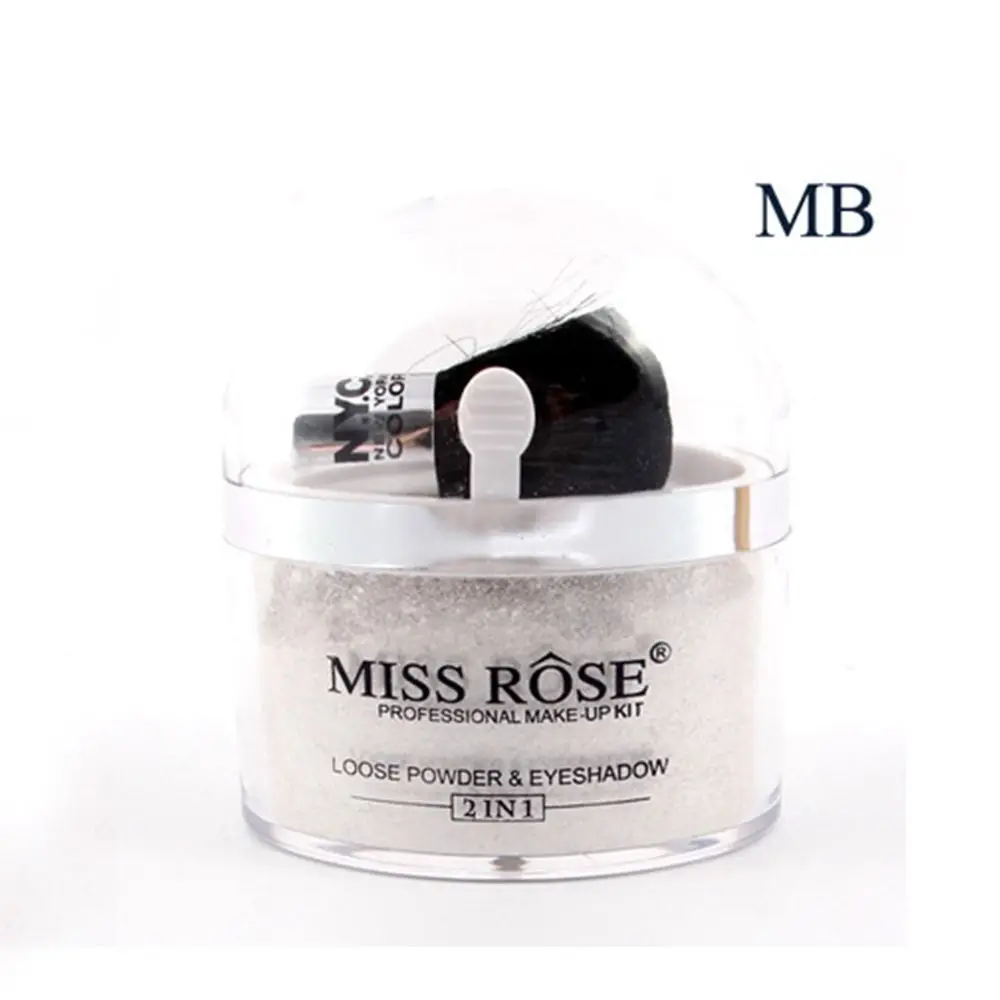 MISS ROSE Highlighter 2 In 1 Single Color Translucent Face Makeup Gold/Silver Waterproof Loose Powder Glitter Cosmetic - Цвет: MB