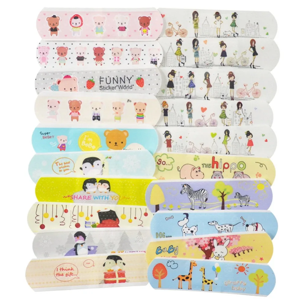 

100Pcs/lot Waterproof Breathable Cute Cartoon Band Aid Hemostasis Adhesive Bandages First Aid Emergency Kit For Kids Children