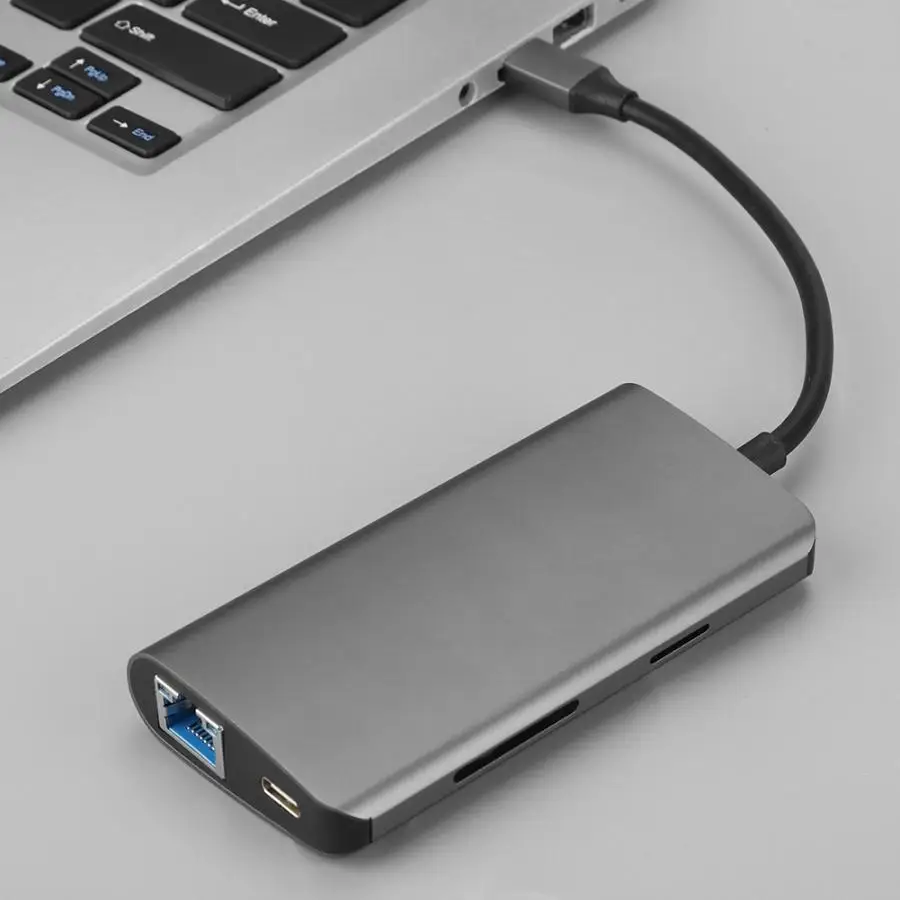 8 в 1 Type-C к HDMI + LAN USB3.0 * 3 SD TF концентратор адаптер конвертер кабель |
