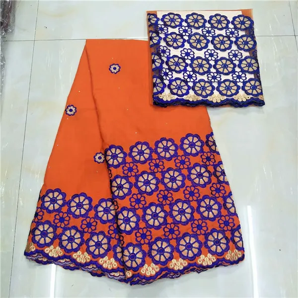 

Charming party African cotton lace fabric Swiss voile fabric with 2yards tulle net cloth for sewing dress IKCN1(5+2y)