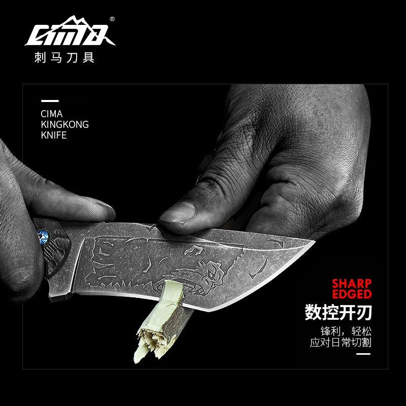 CIMA Stainless Steel Fixed Blade Knife with G10 Handle,Leather sheath for Outdoor Tactical Survival and Everyday Carry
