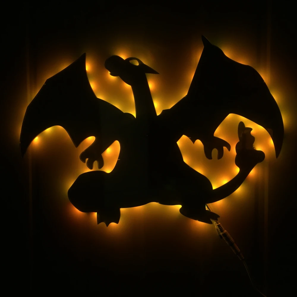 

1Piece Charizard Evolution Led Wall light Pokemon Inspired LED Wall Art LED Mirror Display Light Creative LED Wall Lamp