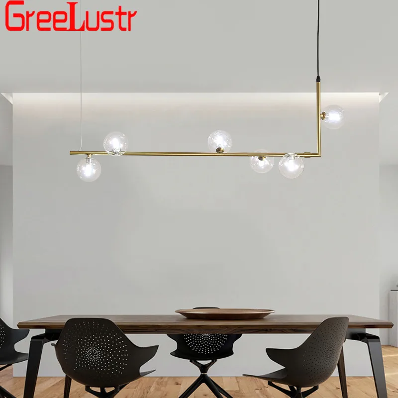

Post Modern Glass Ball Led Pendant Lamp Fixtures Gold Black G4 Chanadelier Lustres Hanging Lamp Dining Room Cafe Bar Luminaire