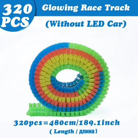Magical Tracks Luminous Racing Track Car With Colored Lights DIY Plastic Glowing In The Dark Creative Toys For Kids Only320 track No Car