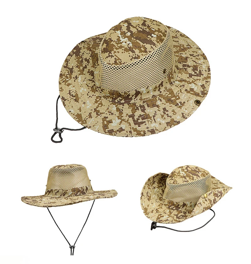 Fishing Camouflage Cap Camo Tactical Hat Sunshade Sea Beach Sun Hats  Outdoor Camping Tools Army Climbing Hiking Sport Panama (21)