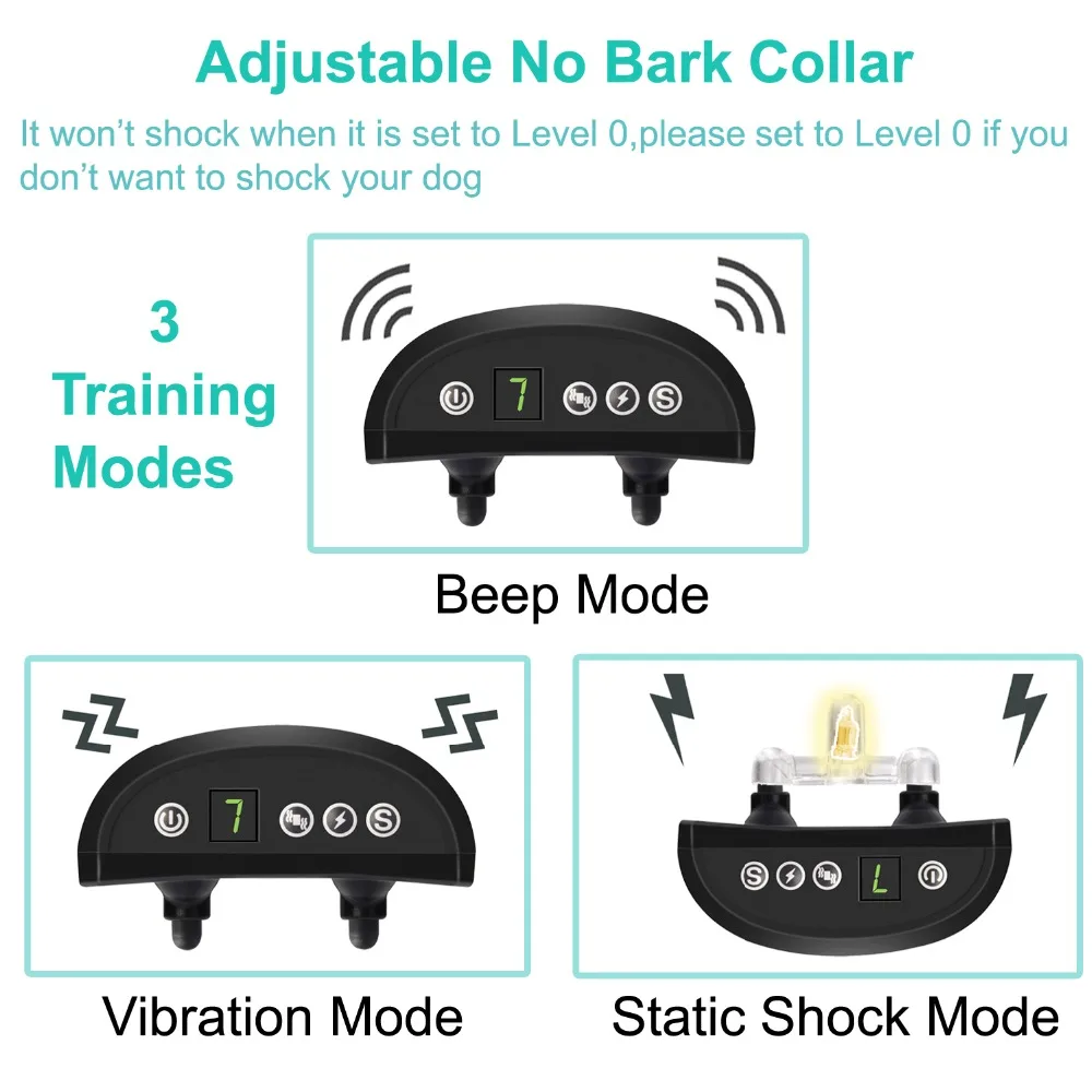 Кора ошейник собака без кора воротник анти-лай воротник шоковые тренировочные ошейники с звуком/вибрацией/без вреда перезаряжаемый водостойкий