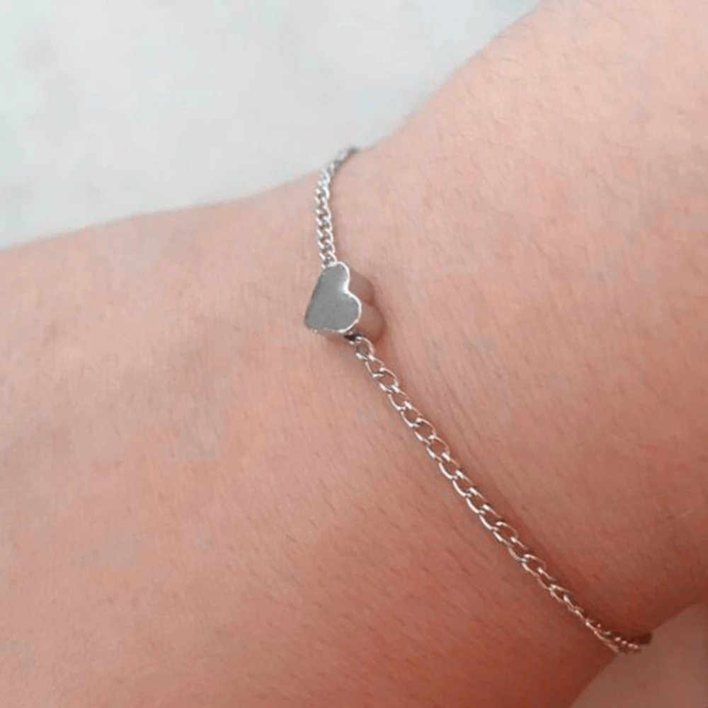 

New Design Fashion Simple Gold Silver Color Heart bracelet For Women Adjustable Chain Metal charm bracelets ladies Jewelry Gifts