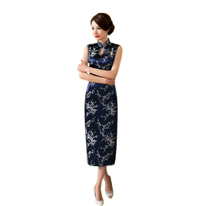 Women Sleeveless Dress Cheongsam Mandarin Collar Qipao Evening Party Dress chinese dress