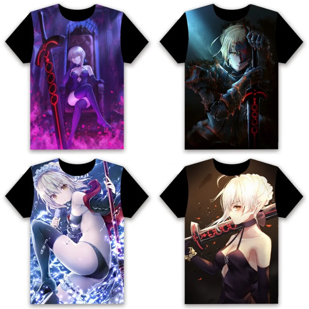 Модная футболка в стиле аниме игры Fate/stay night FGO сабля перешить косплей с короткими