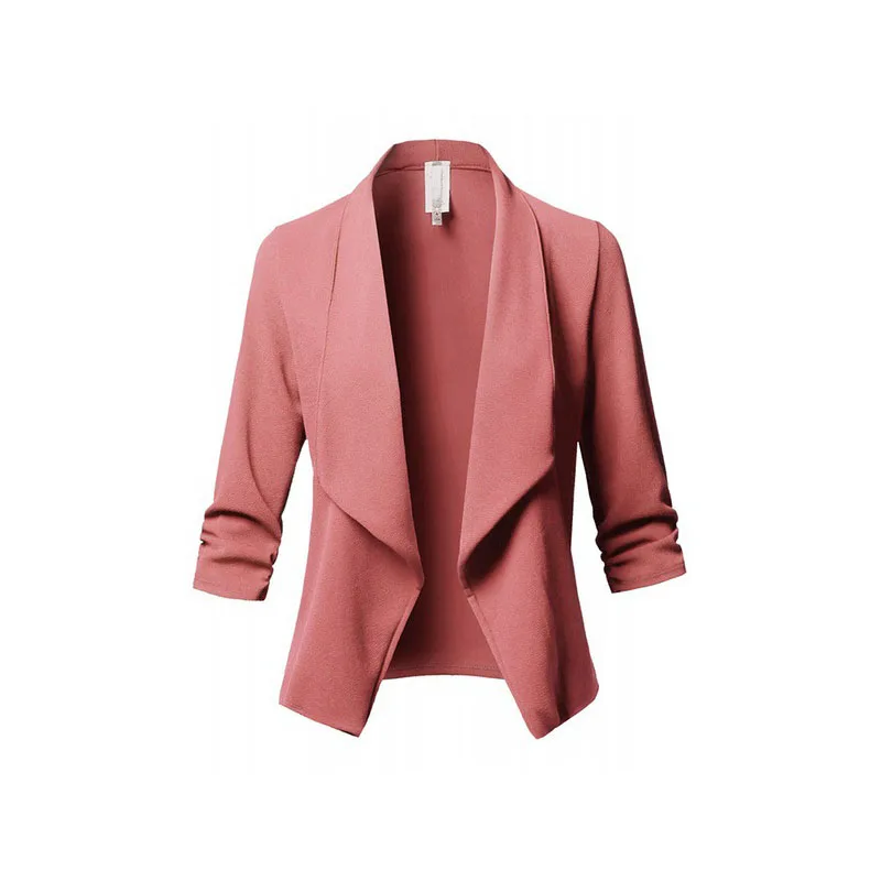 Autumn Casual jacket Women 2018 Blend Coat Slim Long Sleeve Pleated Solid Wild Small Plus Size Open Stitch 5xl