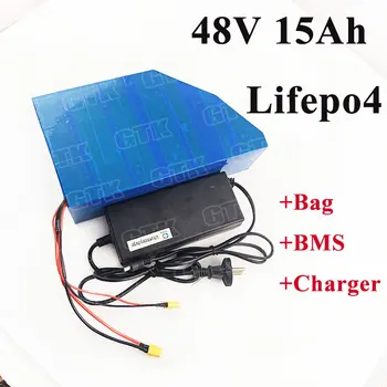 

Rechargeable 48V 15AH Lifepo4 lithium battery pack with BMS 2000 times cycles for electric bike battery scooter +3A charger