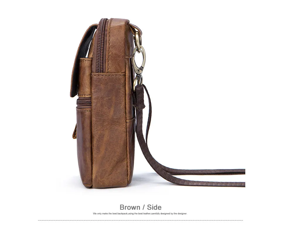 6 genuine leather men small waist packs