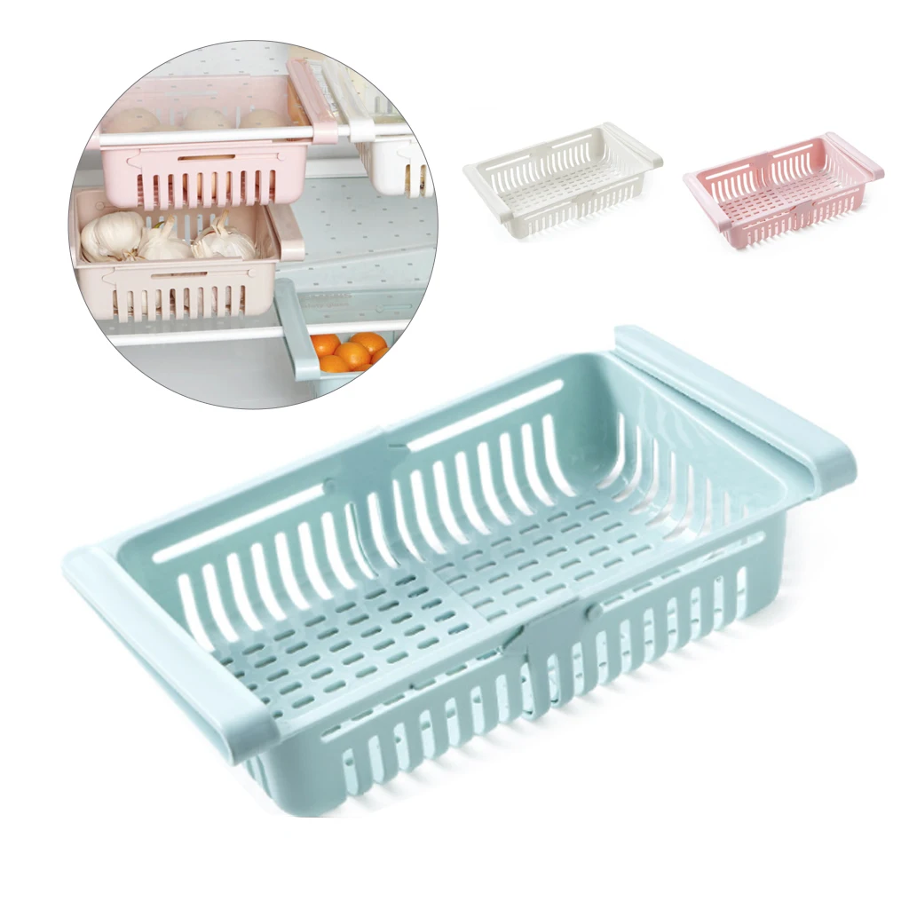 

Kitchen Organizer Adjustable Kitchen Refrigerator Storage Rack Fridge Freezer Shelf Holder Pull-out Drawer Organizer Hot Sale