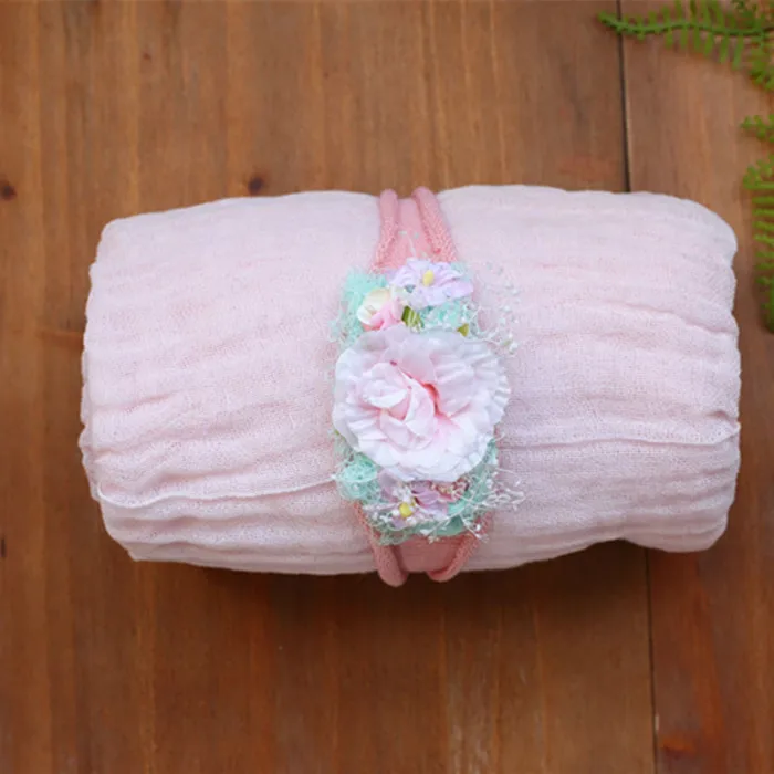 Реквизит для фотосъемки новорожденных розовая эластичная вязаная пеленка слой для новорожденных девочек повязки на голову ребенок позирует ткань реквизит для фотосессии Tieback - Цвет: as photo