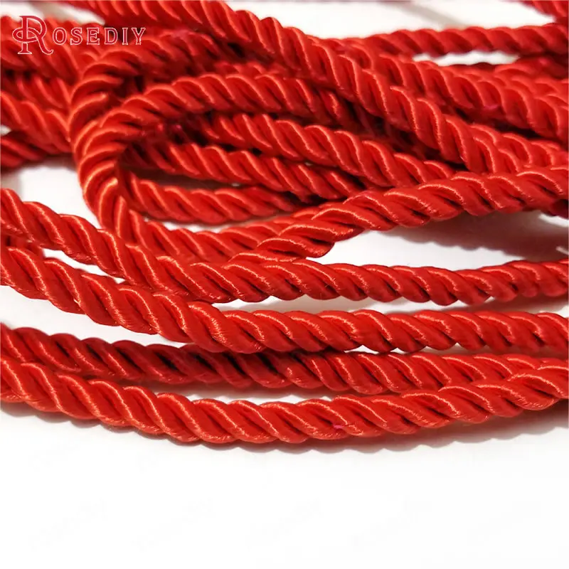 (29966)10 Meters 5mm Satin Polyester Cords Three strands of Rope Diy Jewelry Findings Accessories