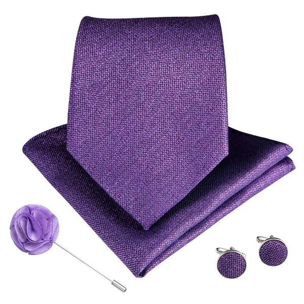 12 видов стилей, фиолетовый, мужской галстук с платком, запонки, брошь, набор, шелк, на шею, галстуки для мужчин, для свадьбы, вечеринки, бизнеса, Gravatas - Цвет: LDNX0047