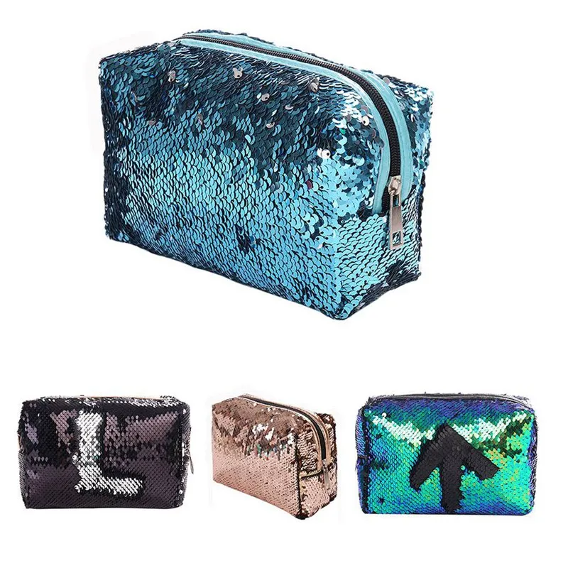 

LJL-New Sequin Cosmetic Bag Color Reversible Sequin Pencil Bags Girls Cosmetic Case Gift
