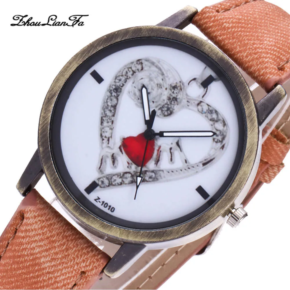 Zhoulianfa Brand Women's Watch Fashion Casual Leather Heart pattern Analog Quartz Round Watch Wristwatch For Female Gift Zhoulianfa Brand Women's Watch Fashion Casual Leather Heart pattern Analog Quartz Round Watch Wristwatch For Female Gift